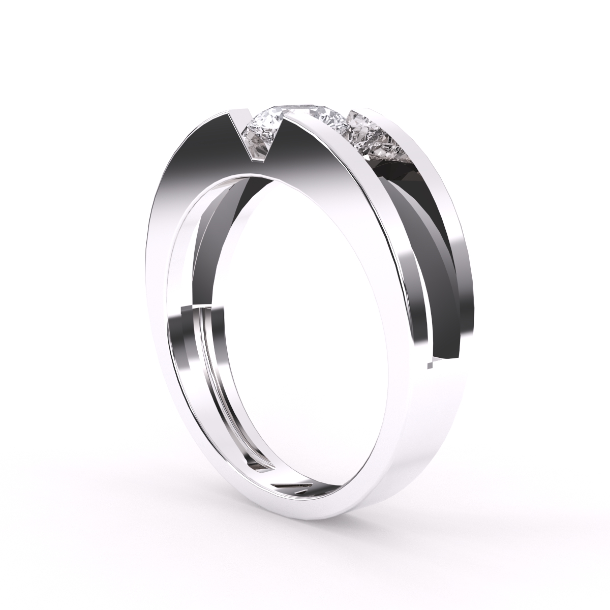 Trendy Round Solitaire Double Band Ring